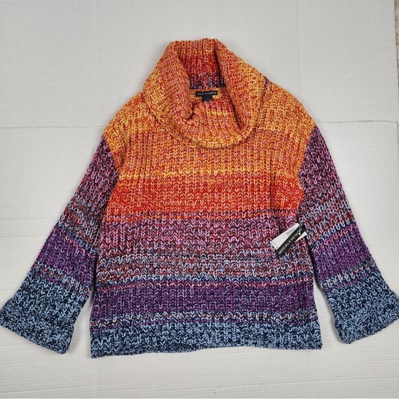 Chelsea & Theodore Multicolor Knit Cowl Neck Sweater Size L - Picture 16 of 16